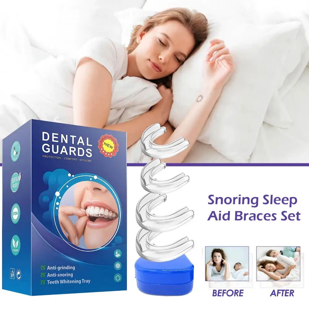 Silicone Mouthpiece Anti-snoring Braces Sleeping Prevent Snoring Braces Snoring Relief Mouth Guard Dental Guards 4Pcs/Set mouth guard