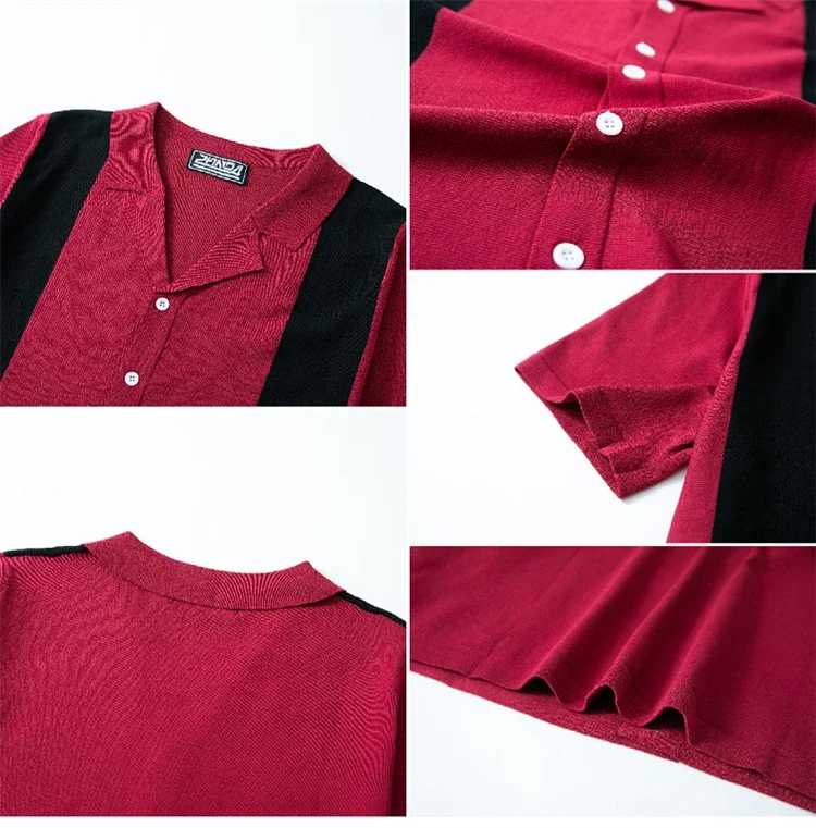Smart Casual Knitted Mens Polo Shirts Striped Viscose Stretchy Summer Quality Soft Comfortable Silky Icy Lapel Camisas De Hombre 26 S08ce13c2c71e485dabcc1f42ec252f69N