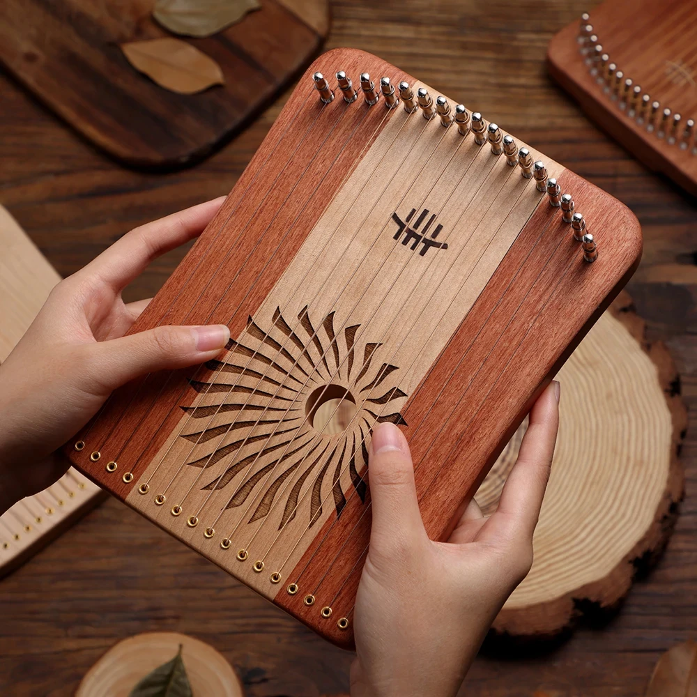 Hluru 31 Strings Mini Thumb Kalyre 17 Kalimba Strings Finger Harp Wood Creative Beginner Musical Instrument