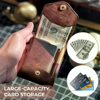 Portafoglio Compatto Multifunzionale, Porta Carte in Pelle Fatto a Mano, Portafoglio Sottile e Compatto per Carte di Credito, con Slot Integrato per Penna
