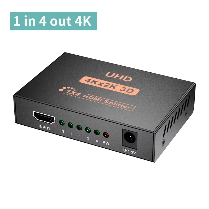1 in 4 out HDMI-kompatibel Splitter UHD 4K x 2K 3D HDTV Splitter 1X4 Video Splitter HD Kabel Adapter Für HDTV DVD PS3/4 Xbox