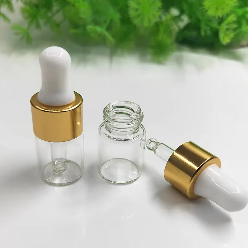 Mini Glass Bottles 20pcs Mini Dropper Bottles Glass Empty Essential Oil Aromatherapy Bottles Gold Cap Pipettes 1ml 2ml 3ml 5ml