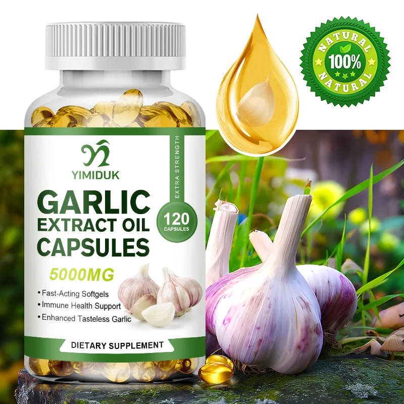 Natural Organic Garlic Capsules for Hypertension & High Cholesterol People Immune System & Heart Health
