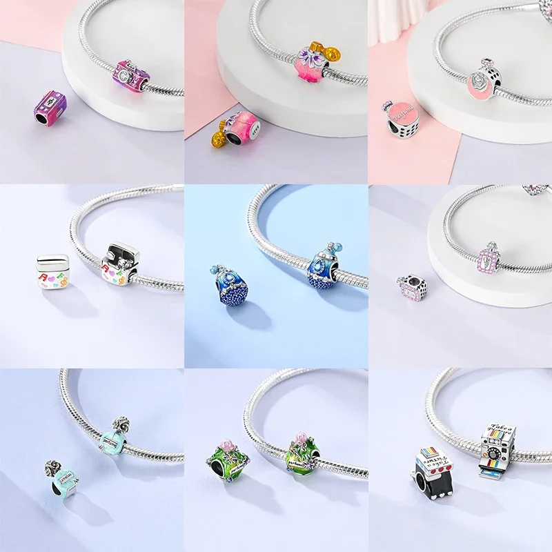 2026  참 브레이슬릿 향수병 카메라 트럭 비즈 오리지널 브레이슬릿 DIY 쥬얼리 여성 선물 생일