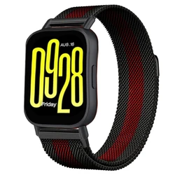 Milanese Magnetic Metal Bracelet Strap, 20mm 22mm for Redmi Watch 5 Lite (Black red)