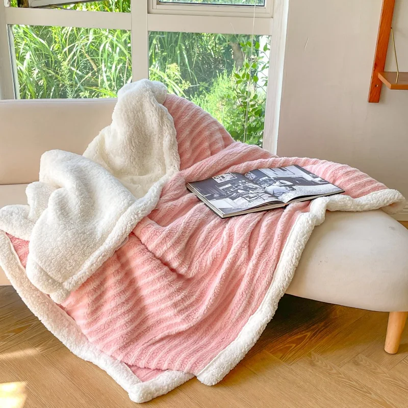 

Fleece Plaid Blanket Adults Kids Thick Wool Blankets Duvet Cover Double Sided Sofa Bed Cover Soft Warm Winter Throw Bedspread