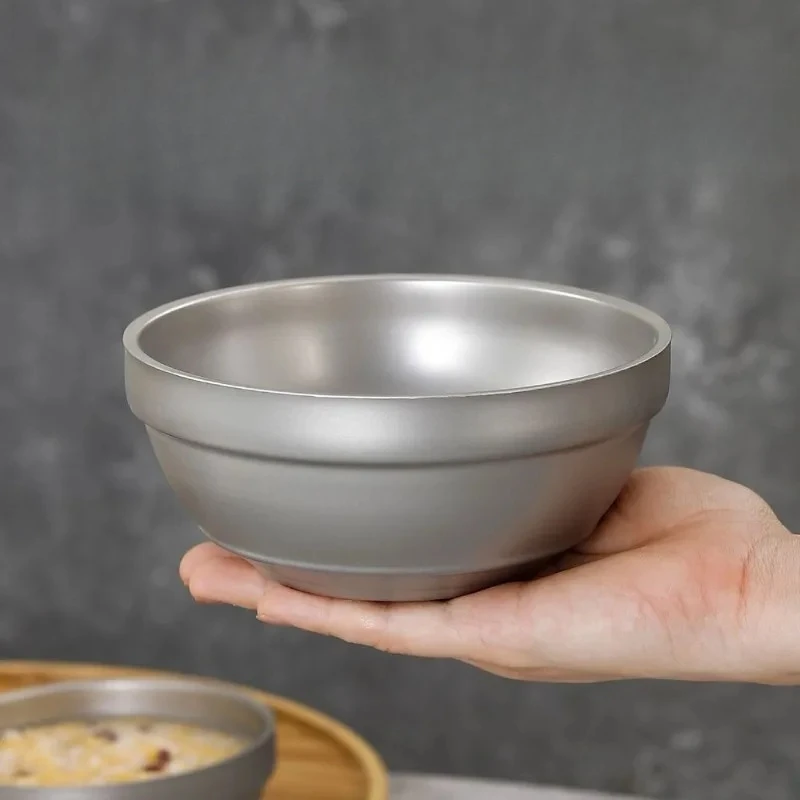 Ti-Artisan Titanium Double Layer Bowl Ultralight Portable Heat Insulation Anti-scalding Outdoor Camping Frosted Bowl Tableware