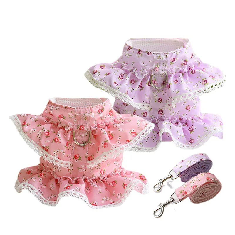 Pet Harness Leash Set Daisy Floral For Small Dogs Cats