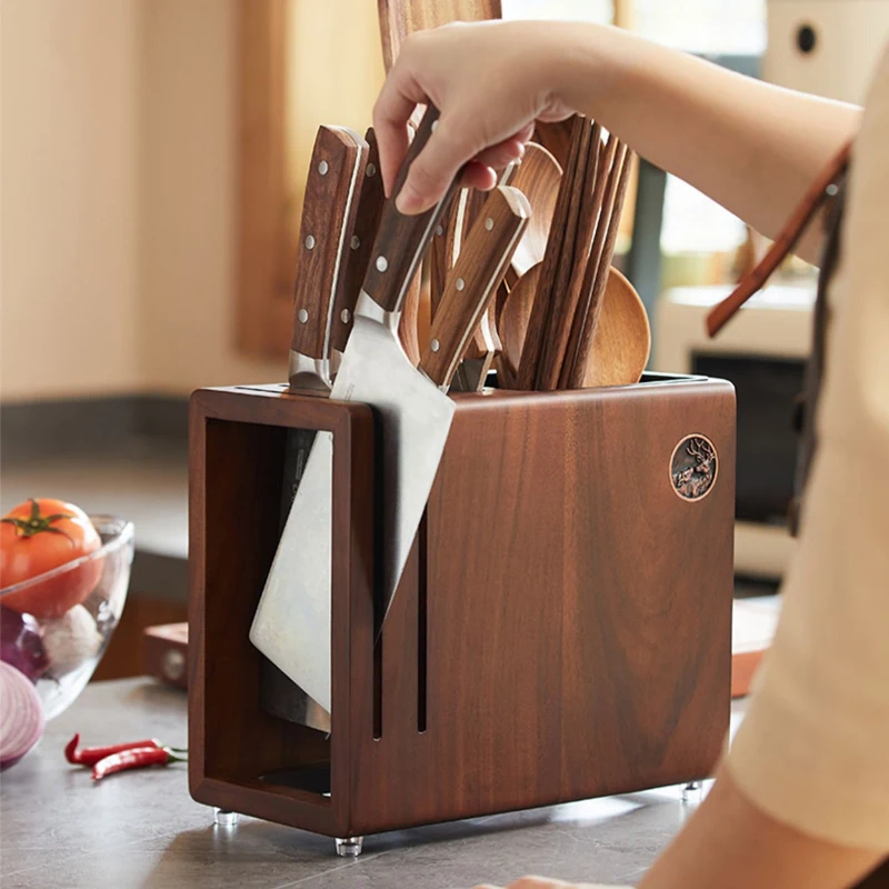 Wooden Kitchen Knife Block - Luxury Hand-Crafted Acacia Wood 8