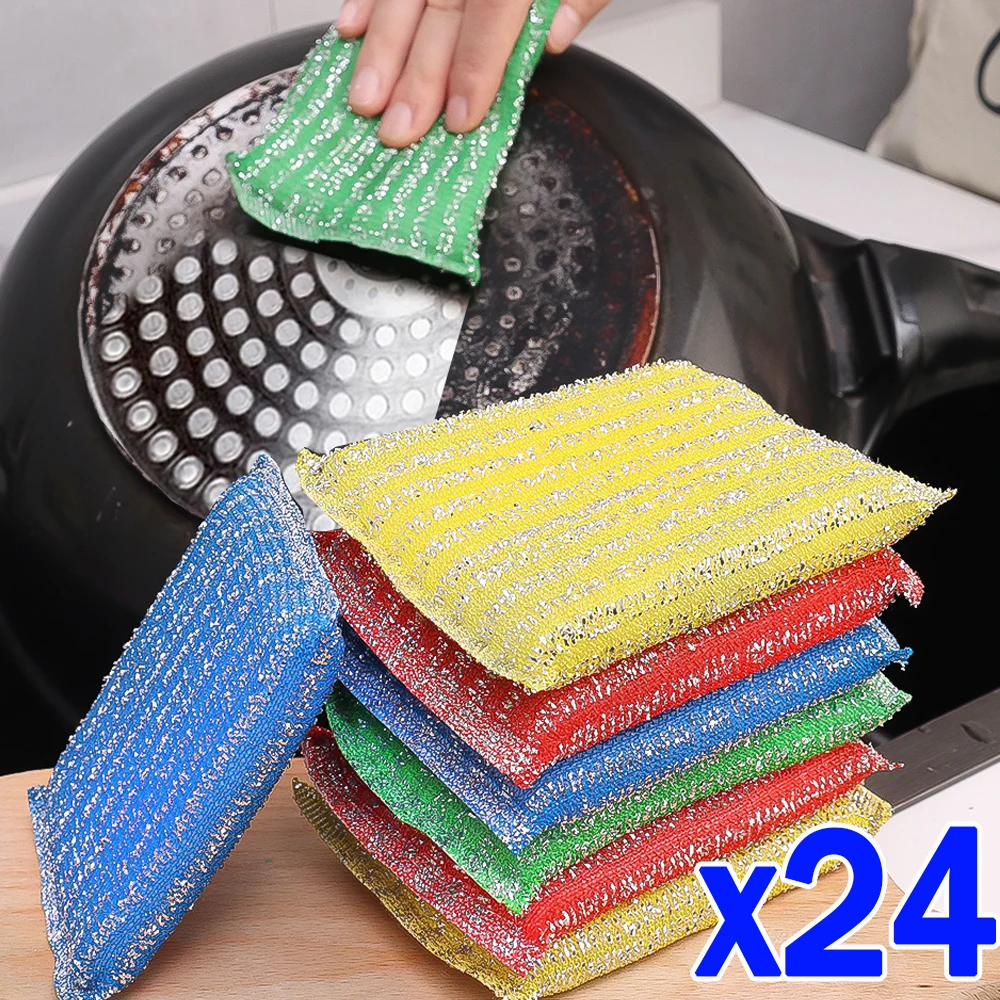 

24/4PCS Dishwashing Sponge Thickened Double Side Dishwashing Sponge Wipes Reusable Cleaning Cloths Dishcloth Brush Kitchen Rags