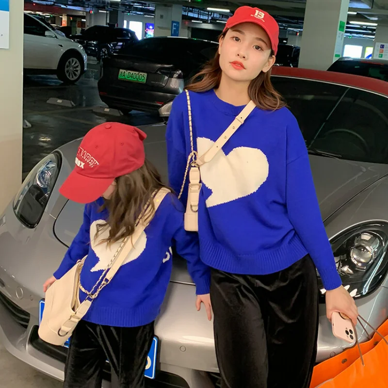 

Matching Family Outfits Mother Daughter Sweater 2022 New Autumn Winter New Children's Mother Kid Girls Knitted Bottoming Tops