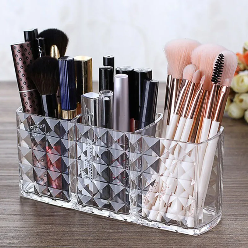 Description Picture 4 of itemAcrylic Cosmetic Storage Box Makeup Brush Holder Organizer Lipstick Eyebrow Pencil Bathroom Storage Display Stand Diamond