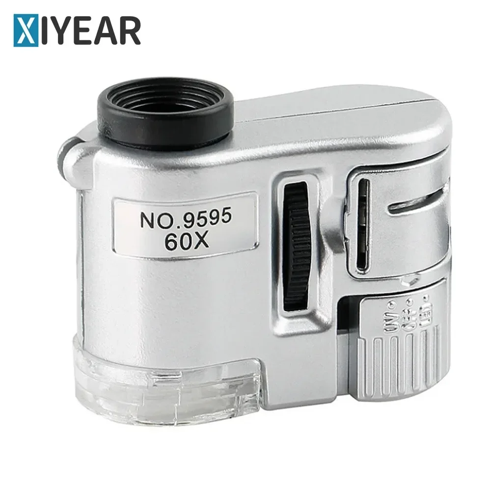 

Handheld Magnifier 60x HD Mini Magnifier with LED Light UV Portable Magnifier Jewelry Identification Money Checking