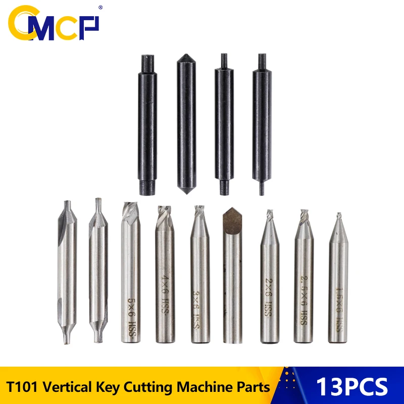 

CMCP Key Cutter 13pc T101 Key Cutting Machine Part for Vertical Key Machine Guide Pin,Milling Cutter,Center Drill,Locksmith Tool