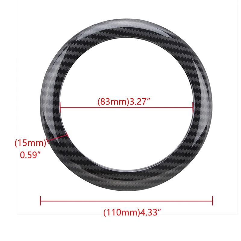 Gloss Black/Carbon Fiber Pattern Rear Badge Ring Cover Trim - Car Logo Frame Decorative Sticker