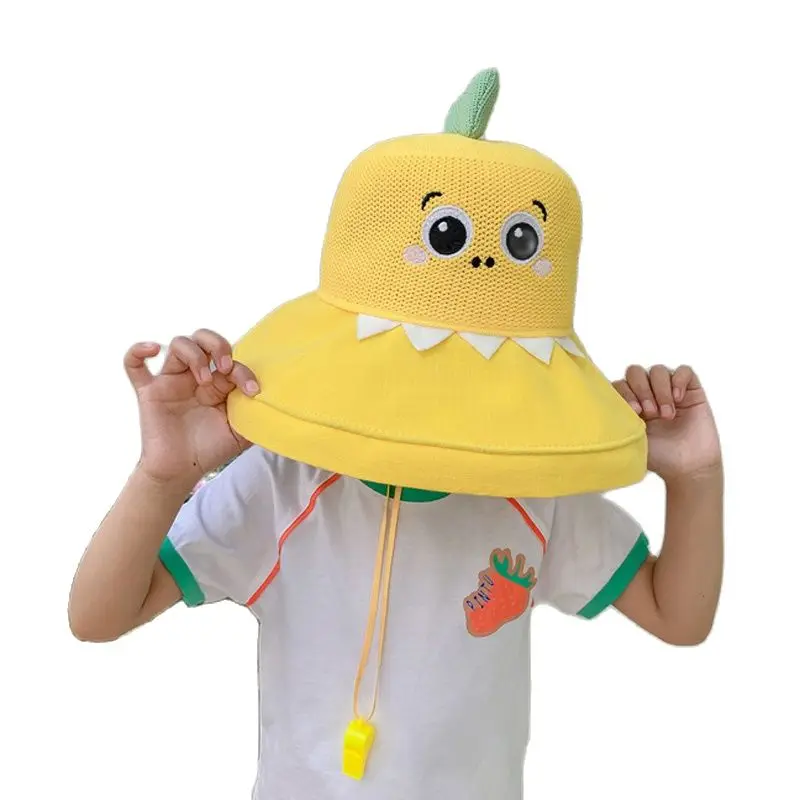 Doitbest Mesh Summer Girl Bucket Hats Cartoon Dinosaur foldable Kids sun protection Cap Child Boy Outdoor Beach Fisherman Hat |