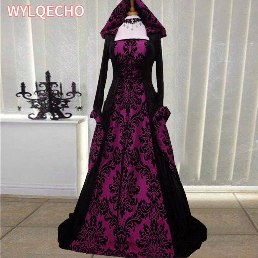 Halloween Costume Witch Medieval Dress Women Adult Large Size Scary Cosplay Gothic New Wizard Halloween Costumes for Women