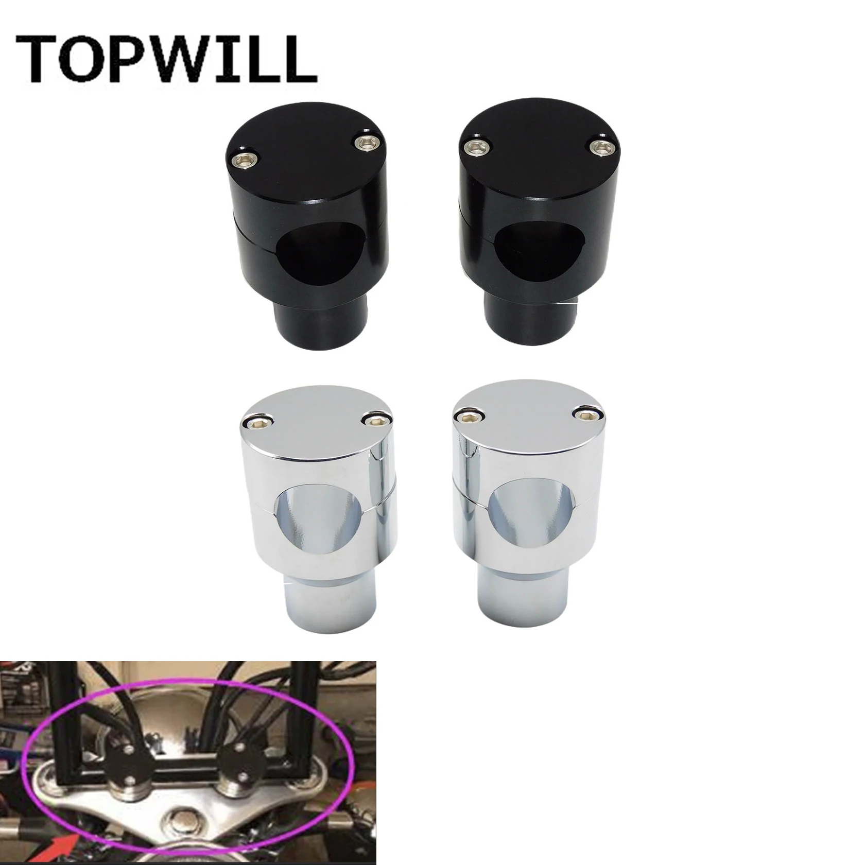 2xMotorcycle Universal Handlebar Risers Clamp 22mm 25mm CNC Aluminum