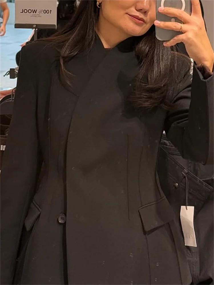Bureau femmes veste pantalon costumes ensemble col montant taille cintrée Blazer manteau 2025 automne nouveau élégant Streetwear Chic dame tenue 1