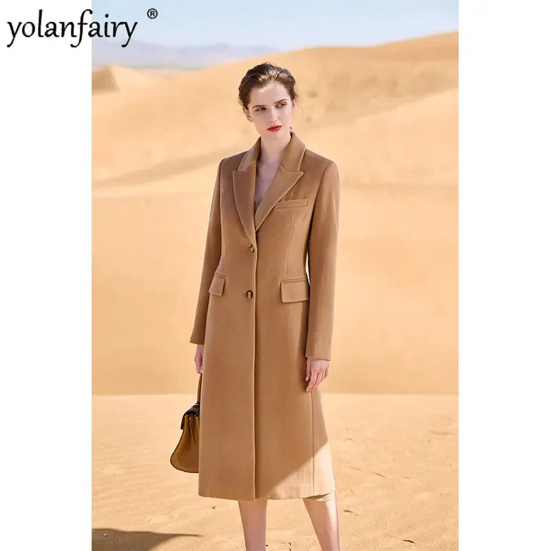 

Wool Coats for Women High End Pink Hepburn Style Double-sided Cashmere Women's Mid Long Woolen Ladies Spring 2023 FCY