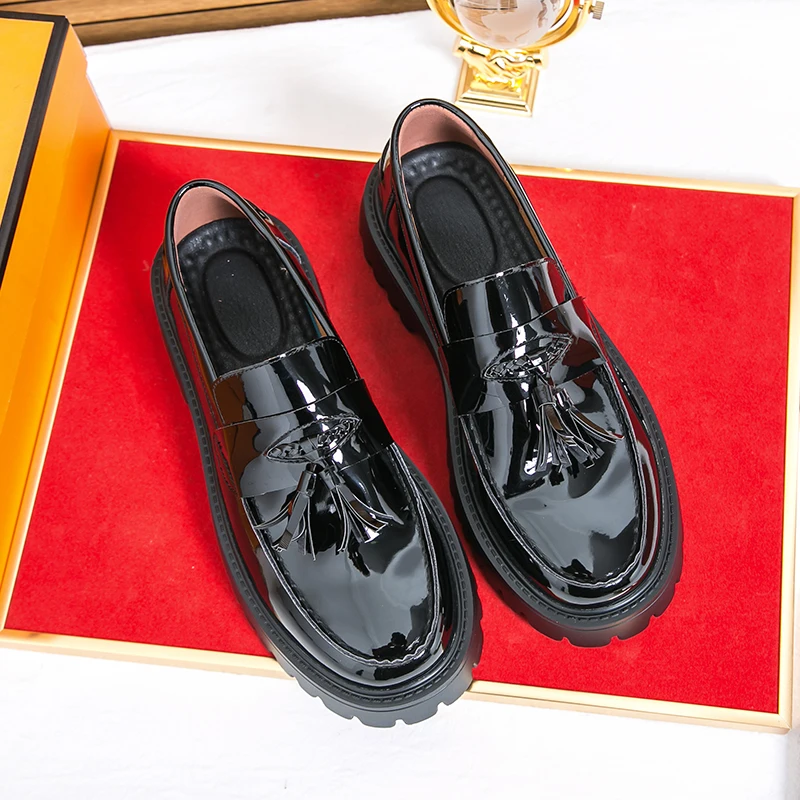 Casual Shoes Mens Comfortable Driving Loafers Light Moccasins Men Fashion Sequins Bling Party Wedding Black Dress Flats Tassel 3