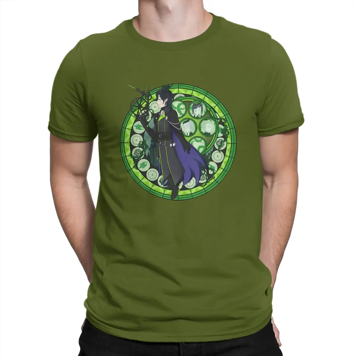 thumbnail image 1 of Camiseta de vidrieras Diasomnia para hombre, camiseta de manga corta con cuello redondo y diseño de Draconia Crazy Tees, de algodón puro, ideal para regalar., 1 of 7