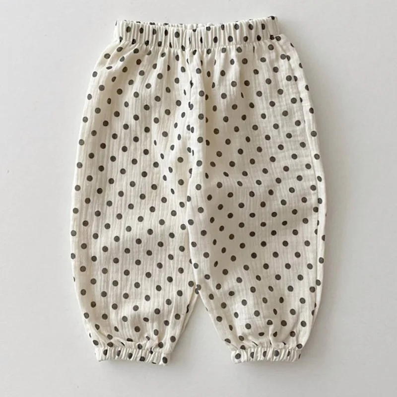 Ins Boy Baby Love Print 얇은 루즈한 캐주얼 바지, 여아 및 어린이용 편안한 부드러운 꽃무늬 바지, 모기 방지 코튼 바지, 여름