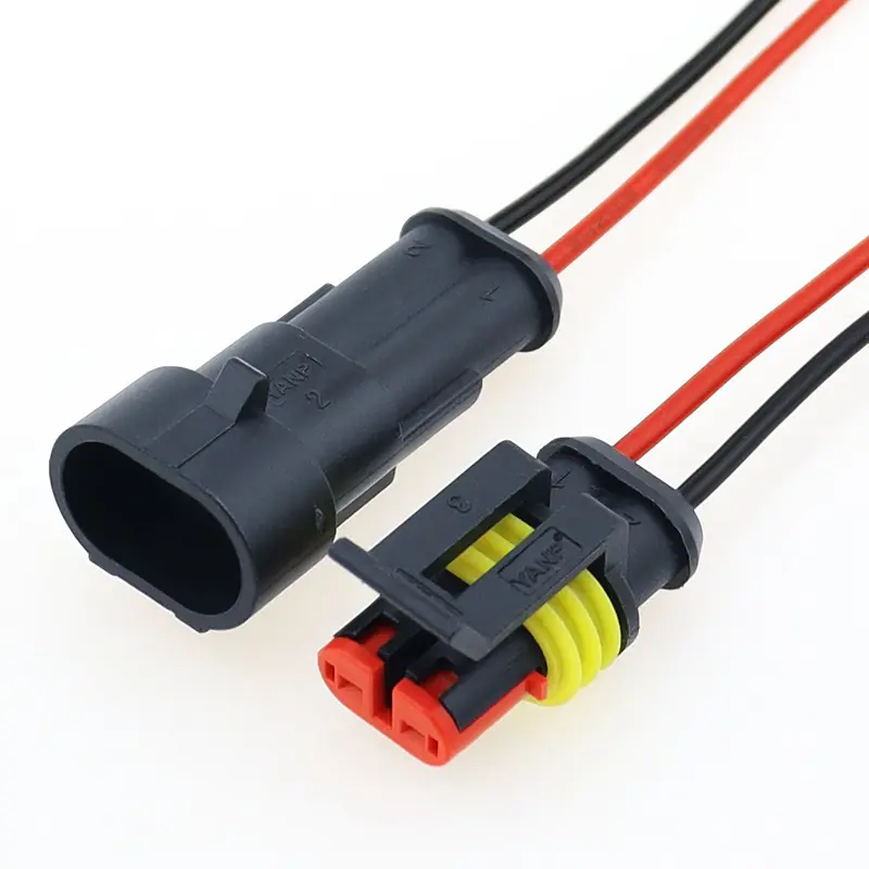 2 Pin Way Sealed Waterproof Electrical Wire Connector Plug Set auto connectors with cable - Image 2