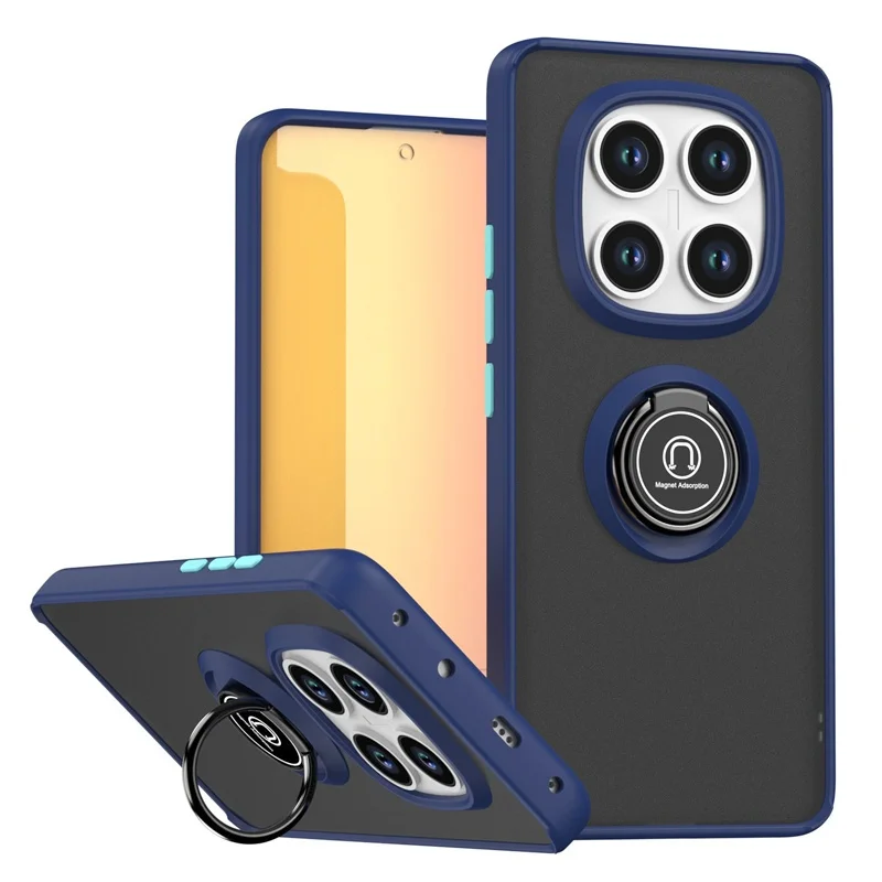 Enhanced Shockproof Armor Case with Matte Hard PC Back and Ring Stand Holder