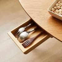 Walnut Under Desk Drawer Organizer Pencil Holder Workspace Accessory with Self-Adhesive Mount, Office, Desk Organization 3