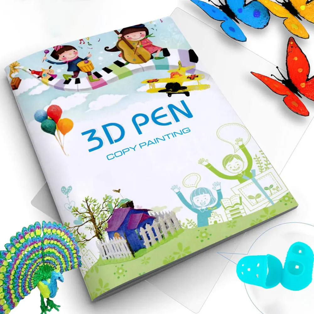 Impressão Caneta Desenho Livro Reutilizável Colorido 22 40 Padrões de Papel Grosso Placa Clara Modelo de Pintura para 3d Caneta Presentes do Miúdo 3d