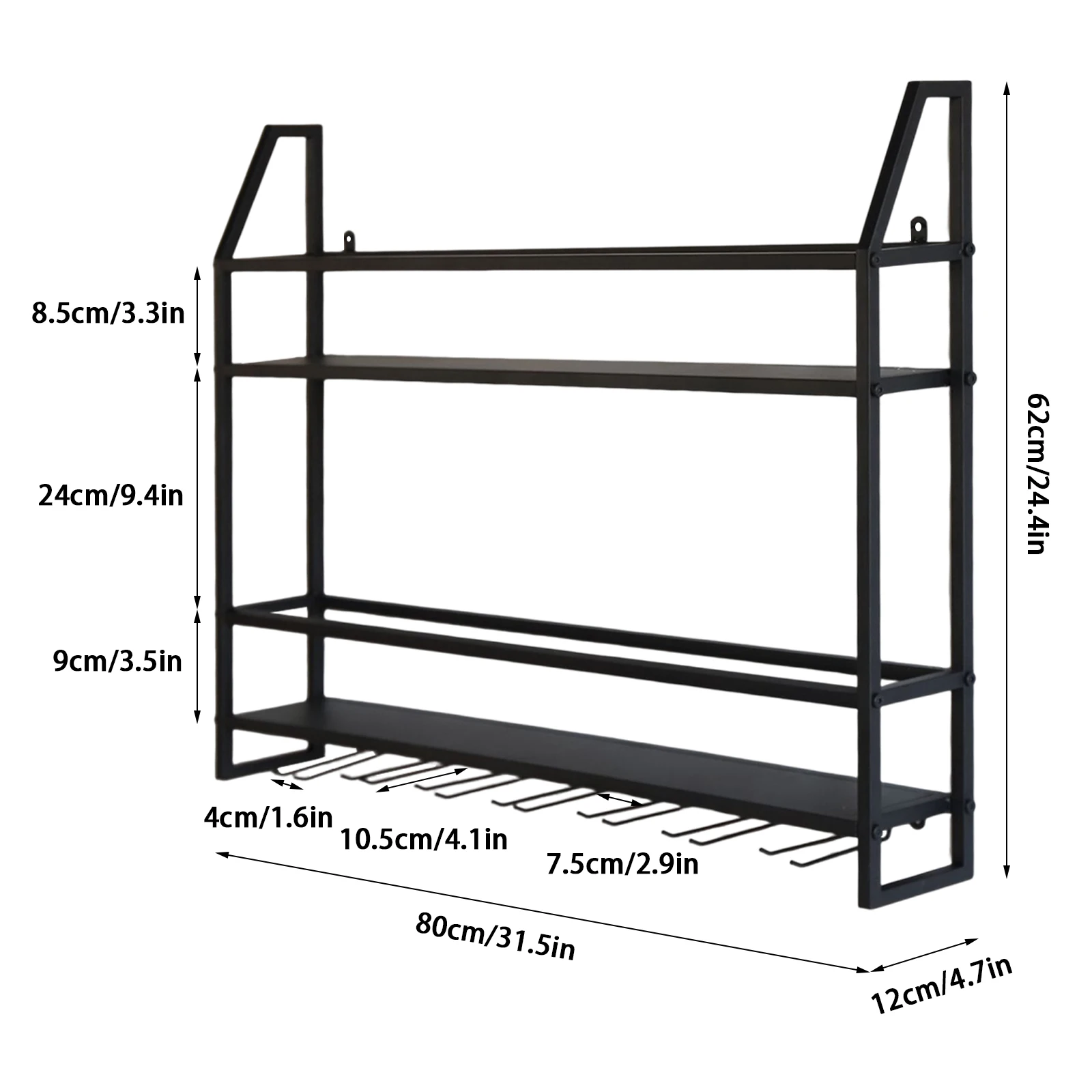 Wall-Mounted Wine Glass Storage Rack Wine Rack Bottle Holder Bar Home Party Shelf for 20 Bottles & 7 Goblets Decor