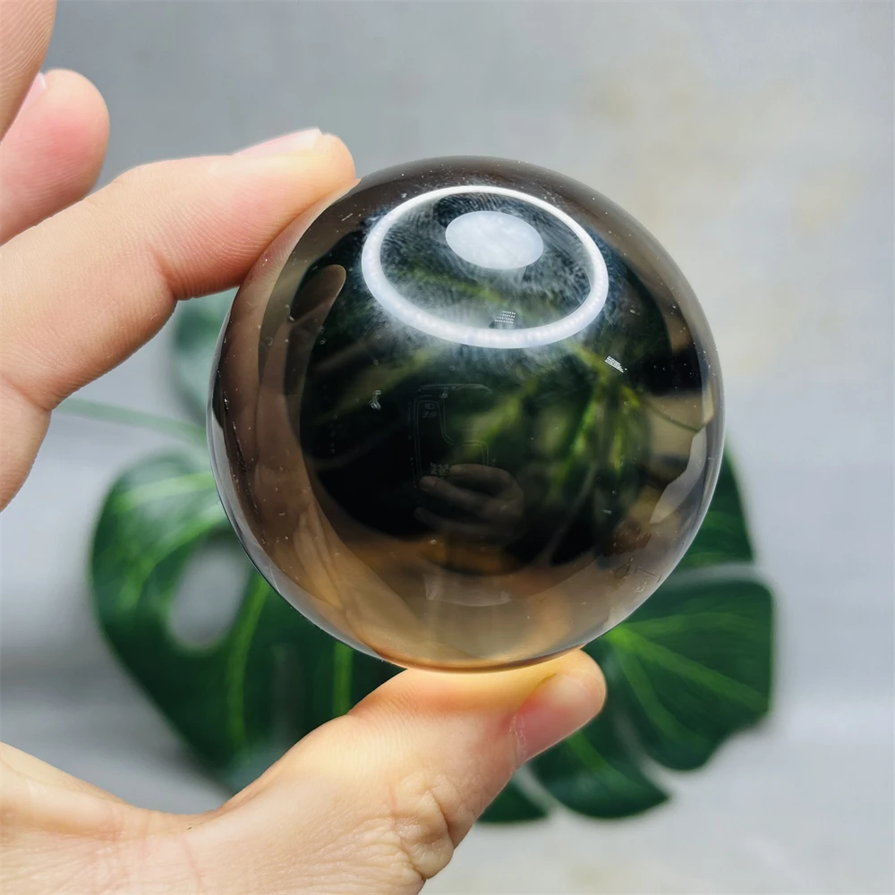Natural Gemstone Smoke Yellow crystal Ball Rainbow Quartz Hand Polished Home Room Decoration Gift Spiritual Stone Healing 6