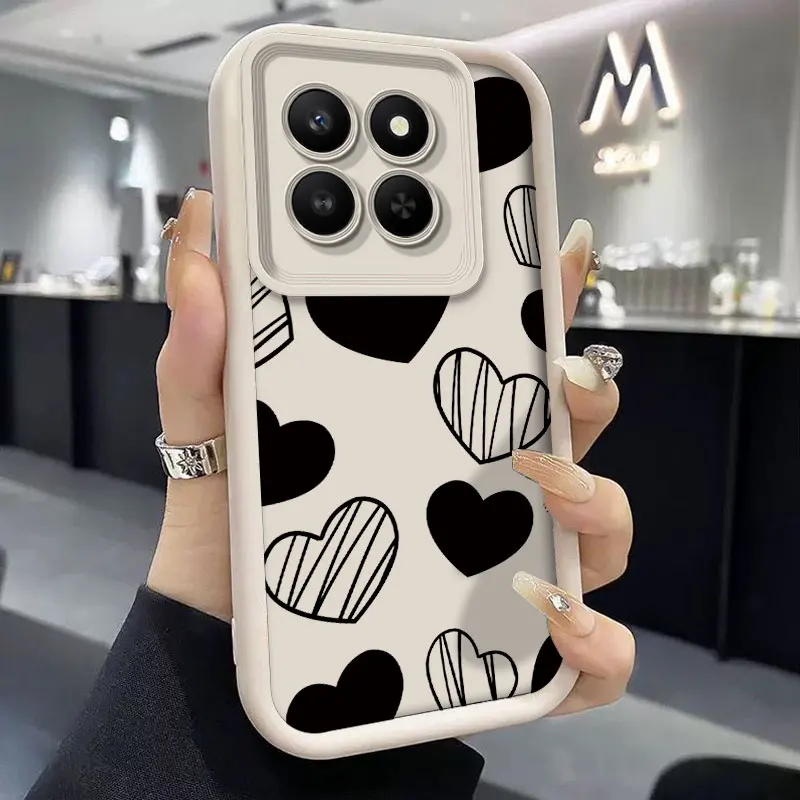 Luxury Black Floral Love Heart Silicone Phone Case - Soft Protective Bumper Cover