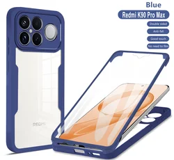360° Protection Soft Double - Sided Clear Back Full Body Cover Case for Redmi K90 Pro Max (Blue)