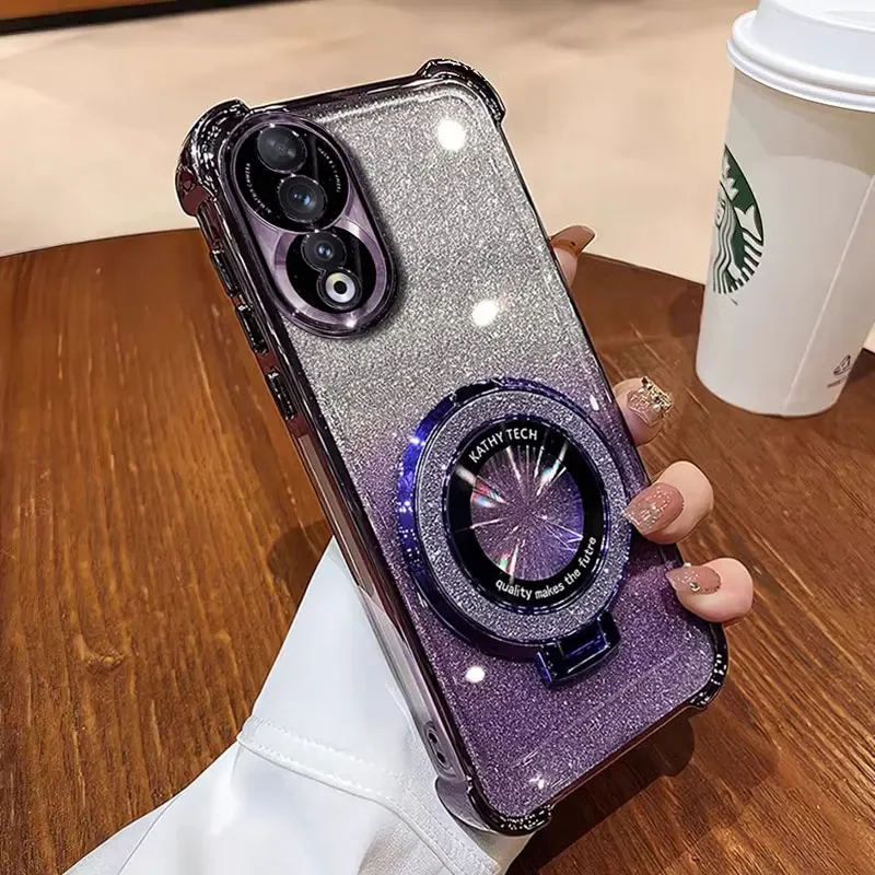 Luxury Magnetic Bracket Shockproof Glitter Case with Holder