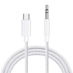 Premium USB - C to 3.5mm Nylon Braided Audio Cable Adapter - 1Pcs (1M)