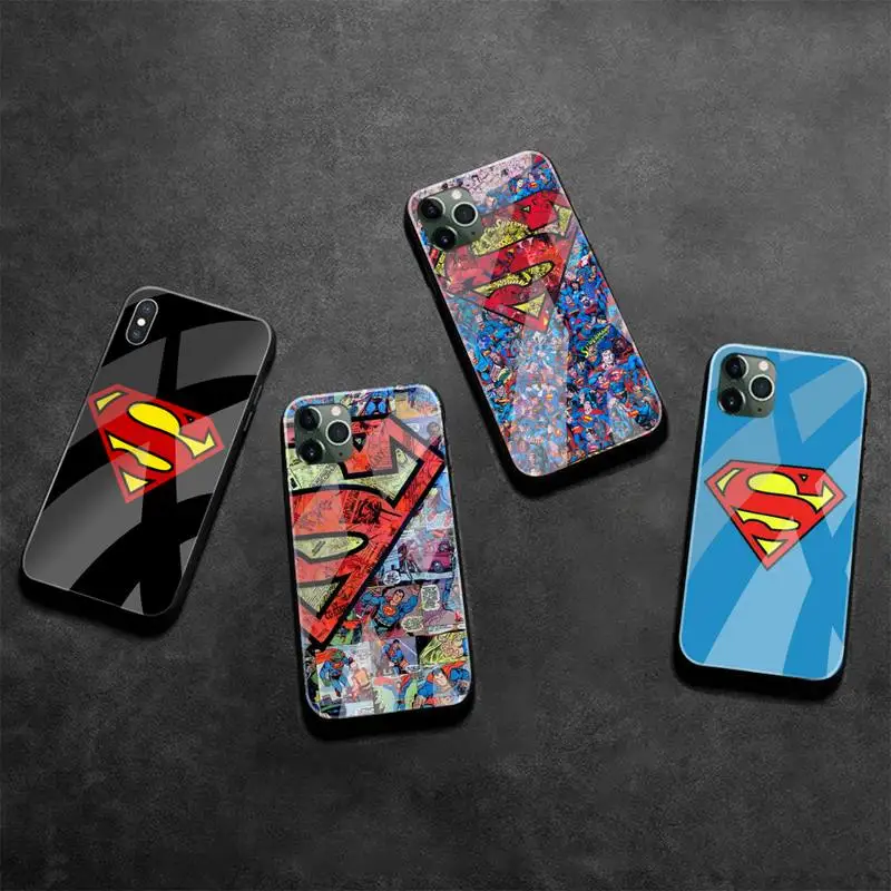 Bandai DC Heroes Superman чехол для телефона из закаленного стекла iPhone 13 12 Mini 11 Pro XR XS MAX 8X7 Plus SE