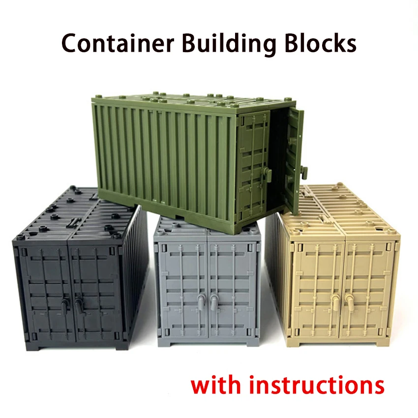 

Aquaryta DIY Military Container Scene MOC Particle Building Block Accessories with Variable Shape Plastic Toys for Children