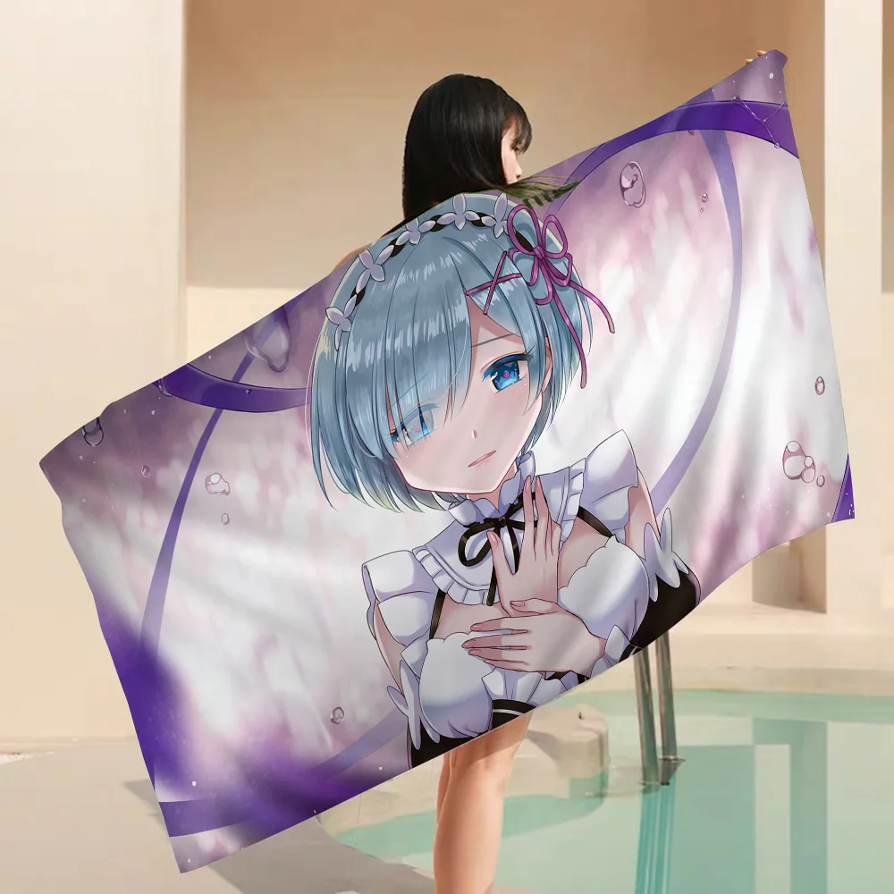 Re Zero Rem Anime Beach Swimming Towel Soft Absorbent Washcloth Children's Gifts for Kids Travel Camping Gym 2