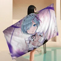 Re Zero Rem Anime Beach Swimming Towel Soft Absorbent Washcloth Children's Gifts for Kids Travel Camping Gym 2