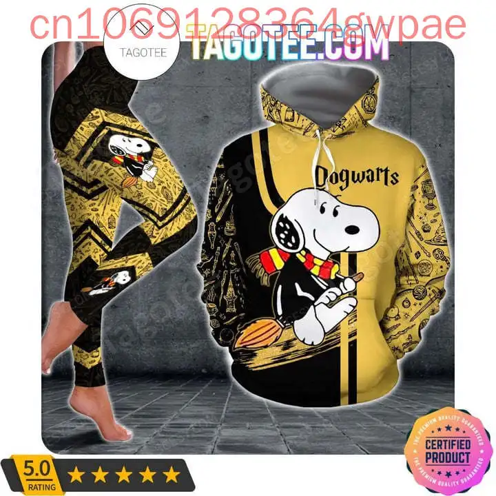 Custom Name Snoopy 3D Hoodie Women's Hoodie Leggings Suit Snoopy Yoga Pants Sweatpants Fashion Sports Suit Disney Yoga Suit 6