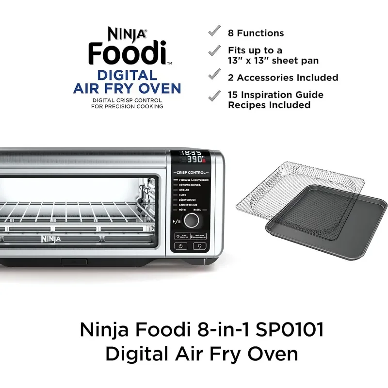 Ninja SP101 Digital Air Fry Countertop Oven with 8-in-1 Functionality, Flip Up & Away Capability for Storage Space 2