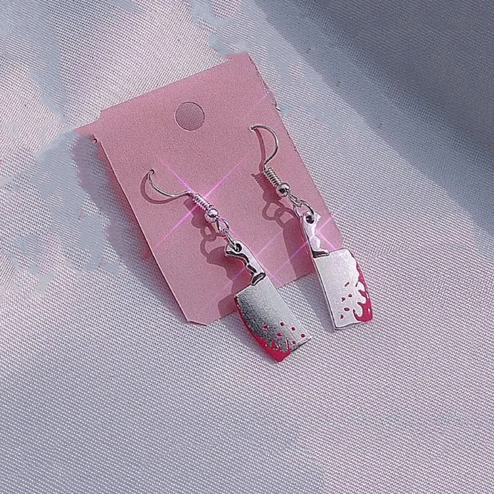 Drop Earrings Punk Diablo Gothic Stainless Steel Cross Fish Bones Simulation Blade Female Piercing Jewelry