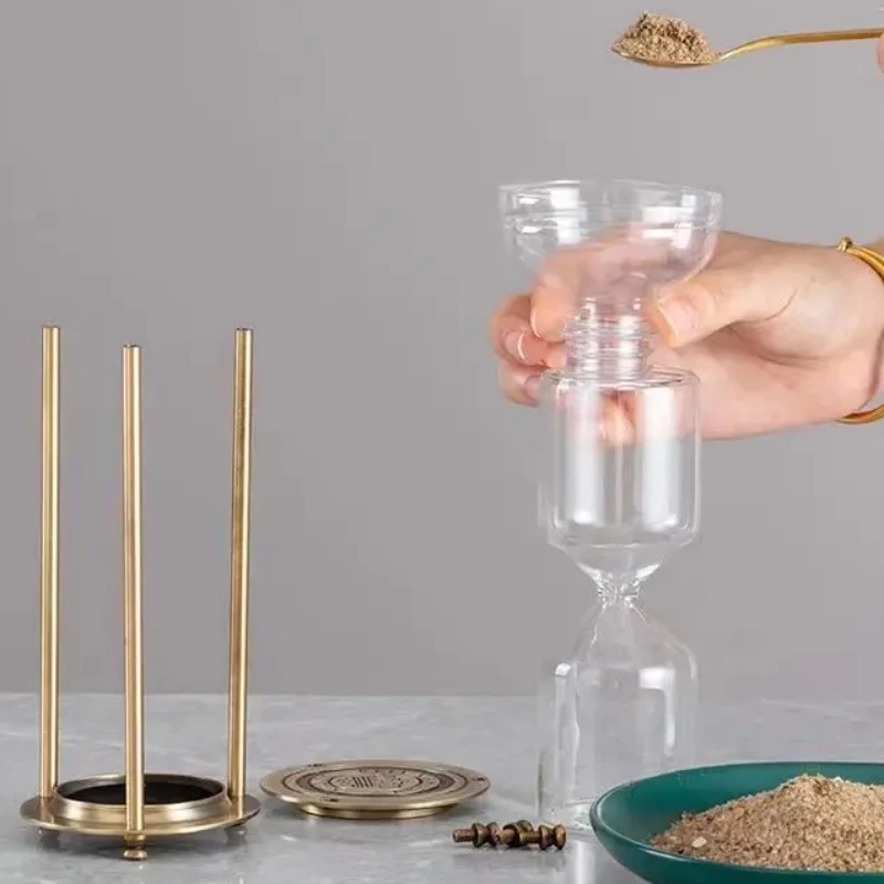 Creative Metal Empty Hourglass Timer Office Desktop Small Ornaments Table Top Decor Brass Color Transparent Sandglass sand timer liquid hourglass timer colored hourglass