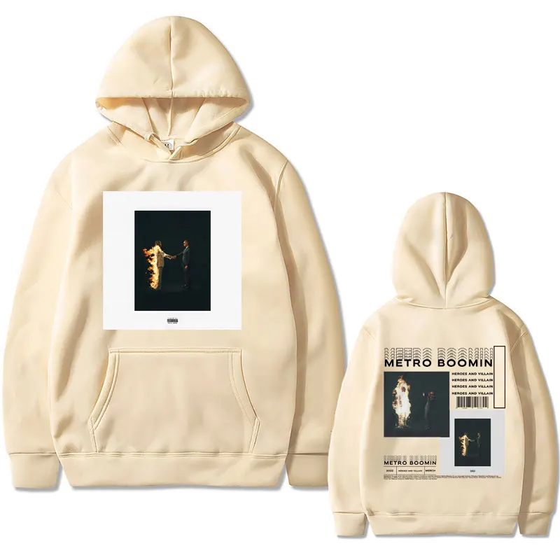 Rapper Metro Boomin Heroes & Villains Music Album Graphics Hoodie Male Hip Hop Oversized Sweatshirts Men's Casual Black Hoodies