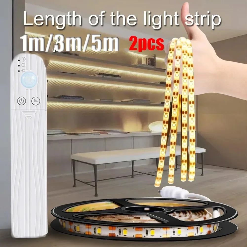 1/2pcs 5M PIR LED Strip Motion Sensor LED Kitchen Cabinet Light Tape LED Flexible Strip Light Waterproof Bedroom Night Lamp 3/1M