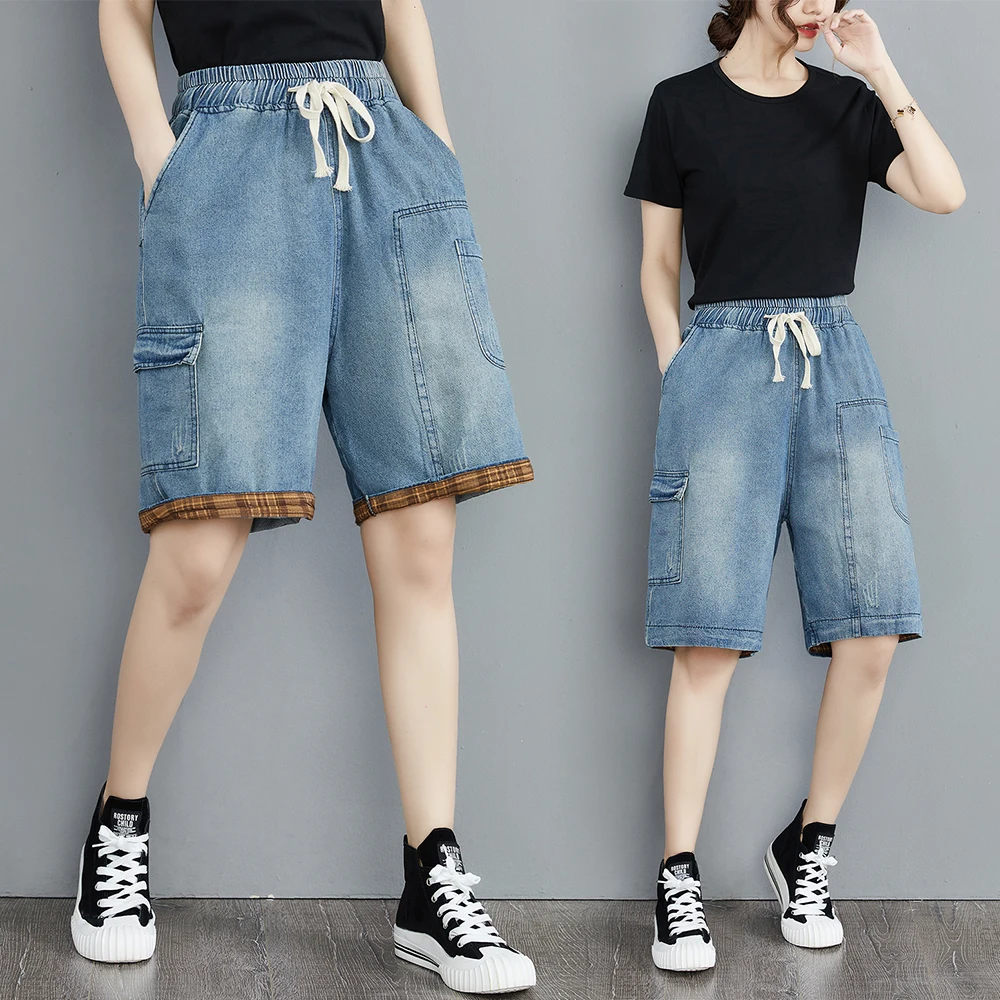 Aricaca Fashion Women Ladies Denim Skinny Shorts High Waist Stretch