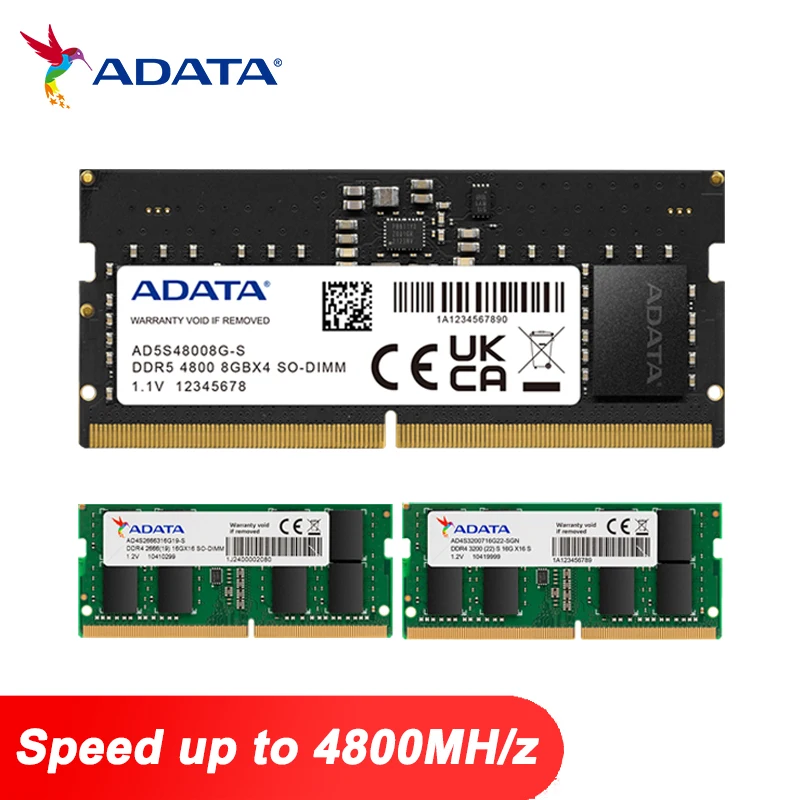 Память ADATA RAM DDR4 DDR3 32 ГБ 16 8 4 DDR5 4800 МГц 3200 2666 SO DIMM 260pin ОЗУ для ноутбука ПК |