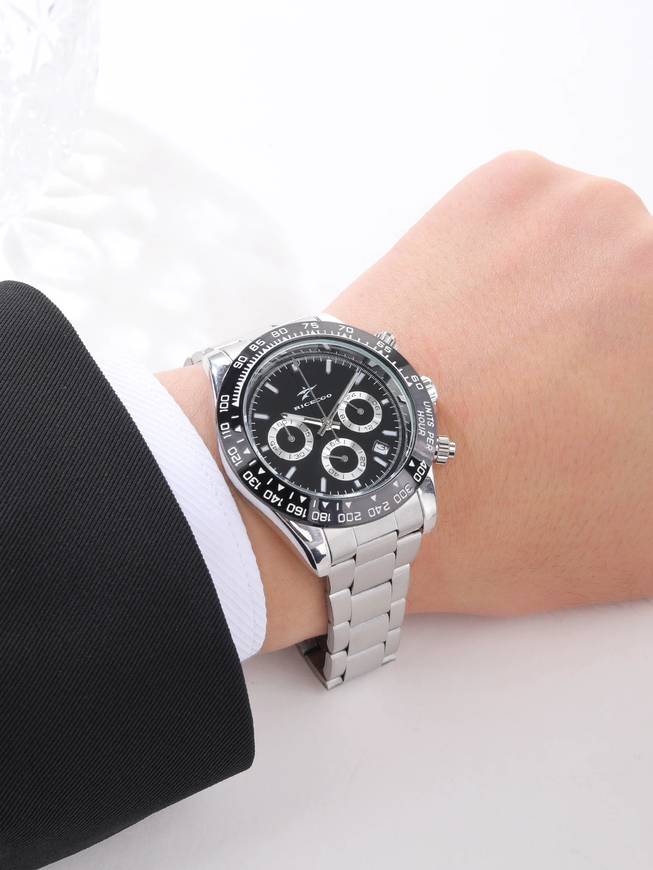 Orologio al quarzo con cronometraggio da uomo, cinturino in acciaio inossidabile, quadrante multifunzione, anello di misurazione della velocità, design con quadrante piccolo, sport alla moda - Image 5